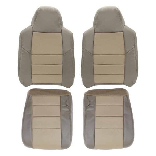 ford-excursion-leather-2002-2005-eddie-bauer-2-tone-tan-front-driver-and-passenger-top-and-bottom-oem-replacement-seat-cover Ford Excursion 2000-2005 | OEM-Replacement Seat Cover