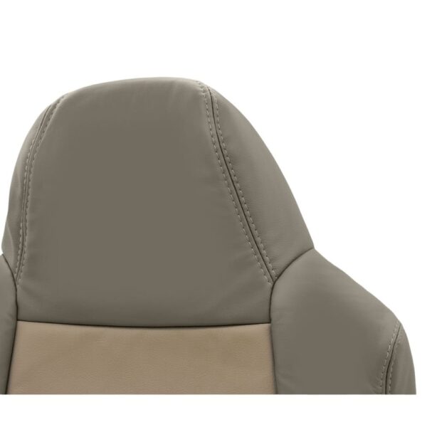 ford-excursion-leather-2002-2005-eddie-bauer-2-tone-tan-front-driver-or-passenger-top-close-view-oem-replacement-seat-cover Ford Excursion 2000-2005 | OEM-Replacement Seat Cover