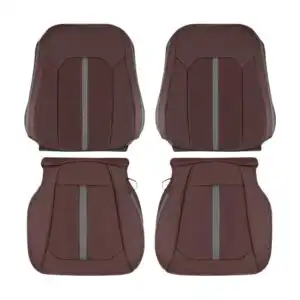 ford f 150 platinum genuine leather perforated 2015 2020 dark marsala front driver and passenger top and bottom oem replacement seat cover2