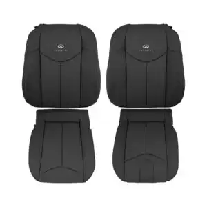 infiniti g37 cuero perforado 2008 2013 Grafito conductor y pasajero delantero superior e inferior oem reemplazo funda de asiento2