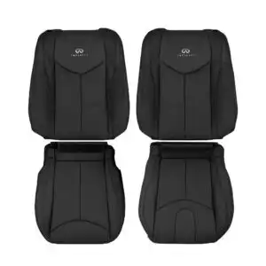 infiniti g37 cuero perforado 2008 2013 grafito delantero conductor y pasajero parte superior e inferior oem reemplazo funda de asiento 1