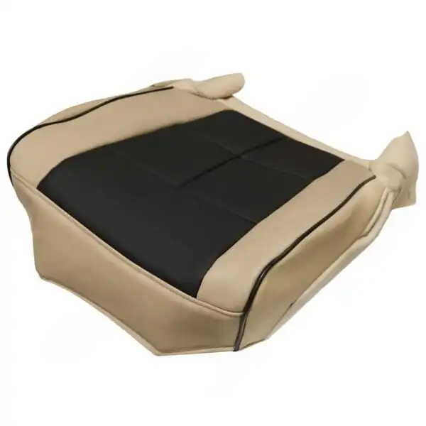 lincoln-navigator-cuir-perforé-2007-2014-2-tone-camel-et-charcoal-noir-couverture-de-siège-oem-de-remplacement-de-l'avant-du-conducteur-1 Lincoln Navigator 2007-2014 - Housse de siège de remplacement OEM
