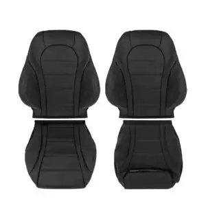 mercedes benz c class genuine leather perforated 2015 2022 black white stitching front driver and passenger top and bottom oem replacement seat cover