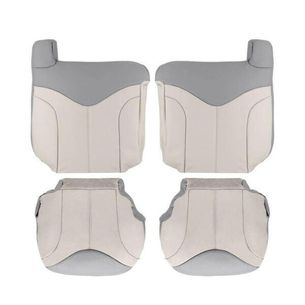gmc-sierra-denali-cuero-2001-2002-dos-tonos-pizarra-claro-neutro-con-peltre-conductor-y-pasajero-parte-superior-e-inferior-fundas-de-asiento-de-reemplazo-OEM GMC Denali 2001-2002 | Funda de asiento de repuesto OEM