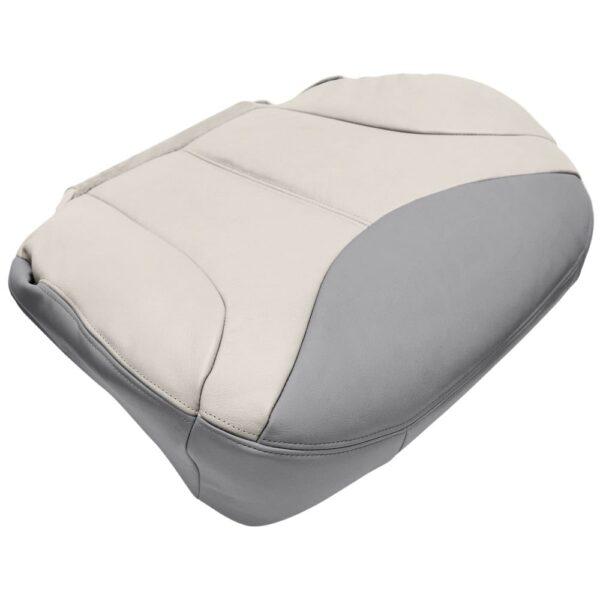 GMC Sierra Denali cuero 2001-2002 dos tonos pizarra claro neutro con parte inferior del asiento del pasajero en peltre, funda de asiento de repuesto OEM. GMC Denali 2001-2002 | Funda de asiento de repuesto OEM