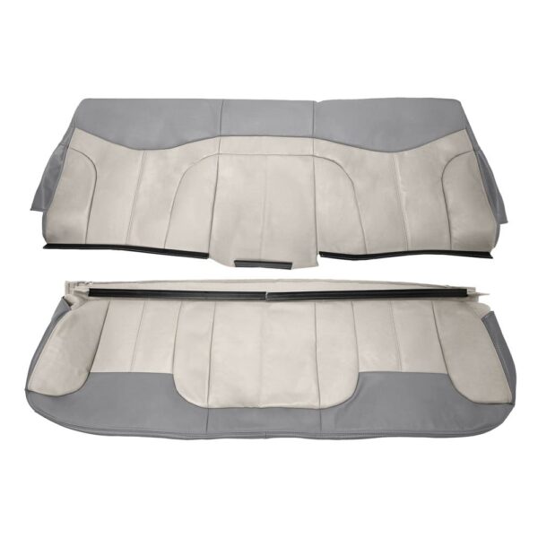 gmc-sierra-denali-cuero-2001-2002-dos-tonos-pizarra-claro-neutro-con-banqueta-trasera-superior-e-inferior-fundas-de-asiento-de-reemplazo-OEM GMC Denali 2001-2002 | Funda de asiento de repuesto OEM