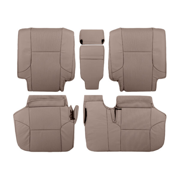 Lexus GX460 - Cuero sintético perforado - 2010-2023 - Sepia - Segunda fila (conductor y acompañante) - Parte superior e inferior de los laterales - Funda de asiento de recambio OEM Lexus GX460 2010-2023 | OEM-Reemplazo Funda de asiento